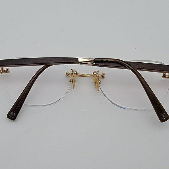 Gold & Wood Ta0v24 Mercure Rimless Eyeglasses Frame Luxembourg 49-17-130 - Picture 9 of 13